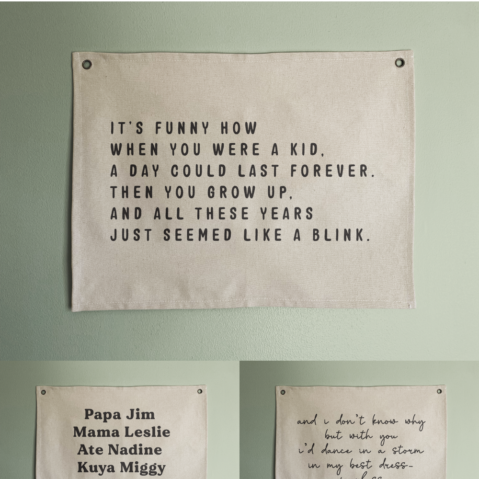 Large Custom Text Canvas Banner, Natural